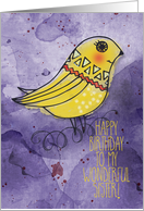 Happy Birthday to My Wonderful Sister Watercolor Effect Bird & Swirls card