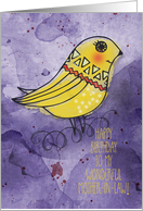 Happy Birthday to My Wonderful Mother-in-Law Watercolor Effect Bird card