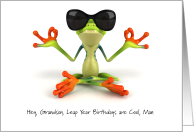 Leap Year Birthday for Grandson Cool Dude Frog Funny Masculine card