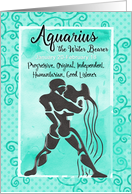 Happy Birthday Aquarius Zodiac Astrology Water Bearer Traits card