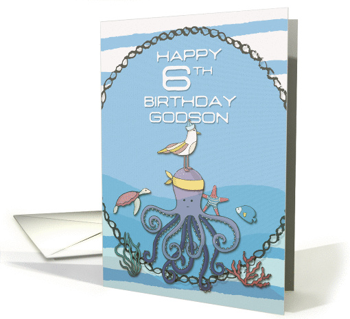 Happy 6th Birthday Godson Octopus,Seagull,Starfish Fun... (1441150)