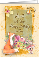 Aunt Birthday Flowers and Animals Watercolor Nature Scene card