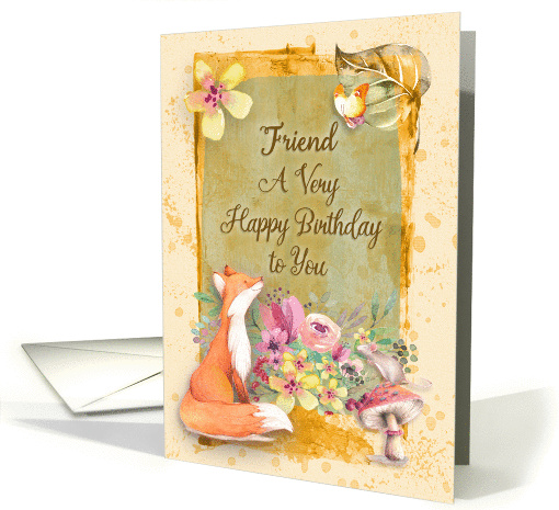 Happy Birthday Niece Flowers & Animals Watercolor Nature Scene card