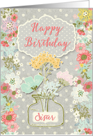 Happy Birthday to Sister Pretty Flowers on Polka Dots Scrapbook Style card