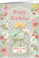 Happy Birthday to Mother-in-Law to Be Pretty Flowers on Polka Dots card