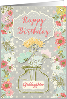 Happy Birthday to Goddaughter Pretty Flowers on Polka Dots card