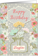 Happy Birthday to Daughter Pretty Flowers on Polka Dots card