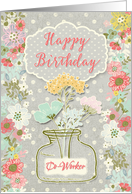 Happy Birthday to Co-Worker Pretty Flowers on Polka Dots card