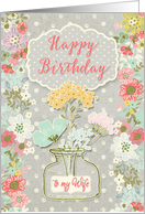 Happy Birthday to my Wife Pretty Flowers on Polka Dots card