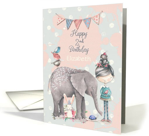 Happy Birthday 2nd Birthday Custom Name Cute Girl with... (1446022)