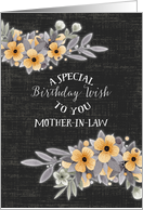 Happy Birthday Mother-in-Law Special Birthday Wishes Floral Chalkboard card