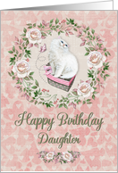 Happy Birthday to Daughter Pretty Kitty Hearts and Flowers card