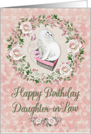 Happy Birthday to Daughter-in-Law Pretty Kitty Hearts and Flowers card