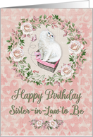 Happy Birthday to Sister-in-Law to Be Pretty Kitty Hearts and Flowers card