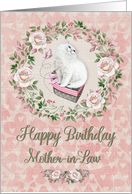 Happy Birthday to Mother-in-Law Pretty Kitty Hearts and Flowers card