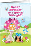 Happy Birthday to a Special Little Girl Fairy and Flowers card
