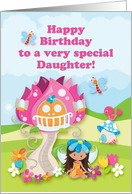 Happy Birthday Daughter Girl Fairy Flowers Butterflies card