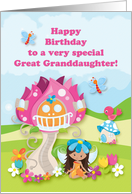 Happy Birthday Great Granddaughter Girl Fairy Flowers Butterflies card