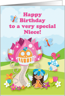 Happy Birthday Niece Girl Fairy Flowers Butterflies card