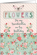Happy Birthday Flowers for Grandmother Pretty Butterfly in Pastels card