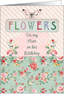 Happy Birthday Flowers for Mum Pretty Butterfly and Pastels card
