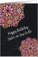 Happy Birthday to Sister-in-Law to Be Chalkboard Effect Mandalas card