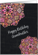 Happy Birthday to Grandmother Chalkboard Effect Pretty Mandalas card