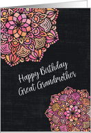 Happy Birthday to Great Grandmother Chalkboard Effect Mandalas card