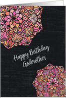 Happy Birthday to Godmother Chalkboard Effect Pretty Mandalas card