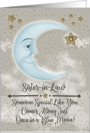 Sister in Law Birthday Blue Crescent Moon and Stars card