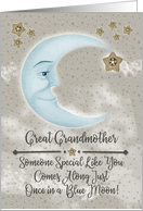 Happy Birthday Great Grandmother Blue Crescent Moon and Stars card