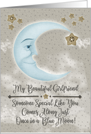 Happy Birthday to My Beautiful Girlfriend Blue Crescent Moon and Stars card