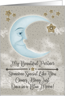 Happy Birthday to My Beautiful Partner Blue Crescent Moon and Stars card