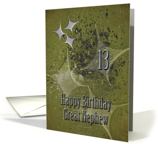 Happy 13th Birthday Great Nephew Masculine Grunge Stars card (1471612)