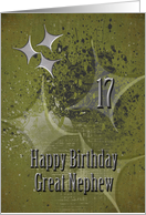 Happy 17th Birthday Great Nephew Masculine Grunge Stars card