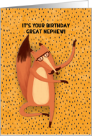 Happy Birthday Great Nephew Dancing Fox with Mustache Humorous card