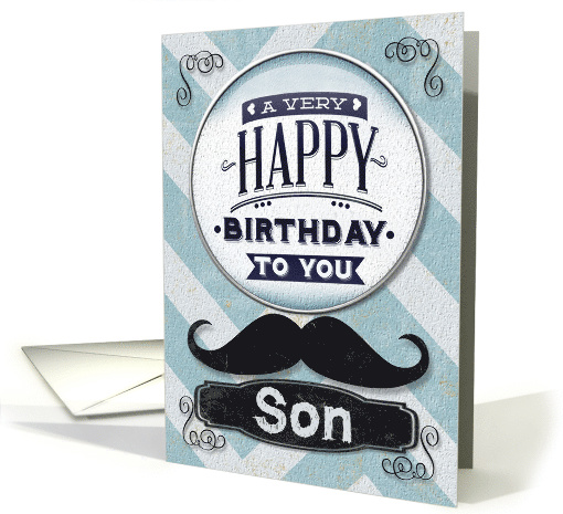 Happy Birthday to Son Masculine Mustache and Chevrons card (1472142)
