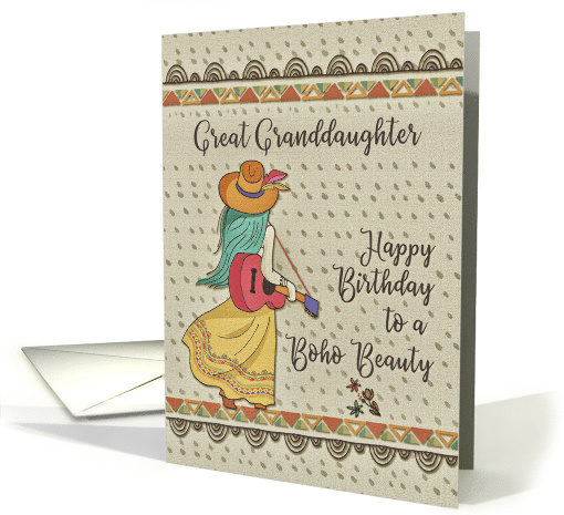 Happy Birthday Great Granddaughter Bohemian Beauty Girl Patterns card