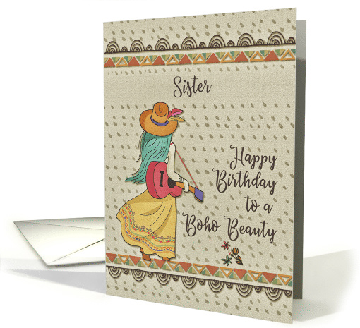 Happy Birthday Sister Bohemian Beauty Girl Patterns card (1472730)