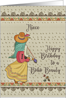 Happy Birthday to Niece Bohemian Beauty Girl Patterns card