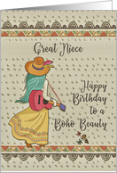Happy Birthday to Great Niece Bohemian Beauty Girl Patterns card