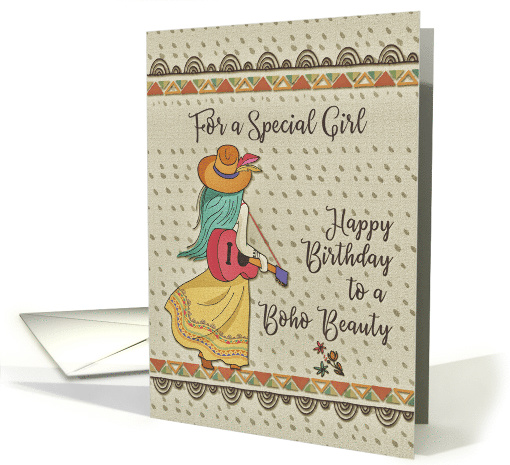 Happy Birthday to a Special Girl Bohemian Beauty Boho Patterns card