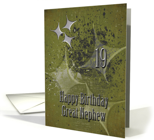 Happy 19th Birthday Great Nephew Masculine Grunge Stars card (1472758)