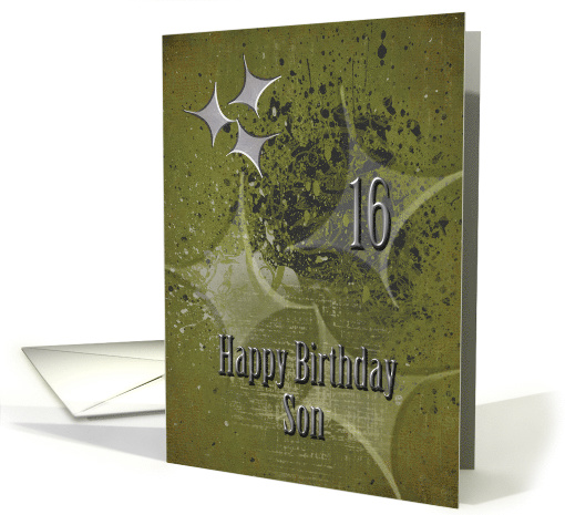 Happy 16th Birthday Son Masculine Grunge Stars card (1472812)
