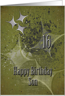Happy 16th Birthday Son Masculine Grunge Stars card