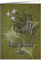 Happy 17th Birthday Son Masculine Grunge Stars card