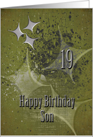 Happy 19th Birthday Son Masculine Grunge Stars card