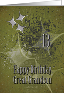 Happy 13th Birthday Great Grandson Masculine Grunge Stars card
