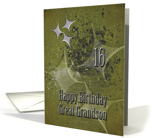 Happy 16th Birthday Great Grandson Masculine Grunge Stars card