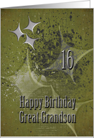 Happy 16th Birthday Great Grandson Masculine Grunge Stars card